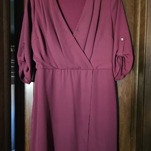 Monteau Deep Red Long Sleeve Dress